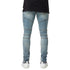 Men's Ripped Patch Jeans Basic Pleated Jeans Mid Waist Straight Pants